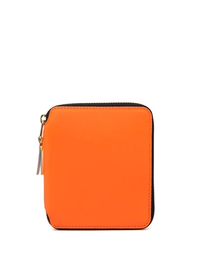 Shop Comme Des Garçons Zipped Leather Wallet In Orange