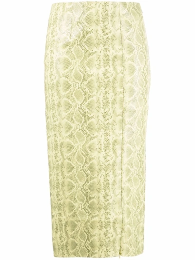 Rotate Birger Christensen Rotate Slim Cut Snakeskin In Yellow