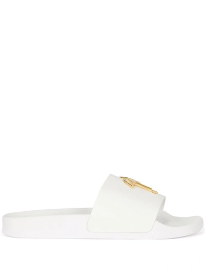 Giuseppe Zanotti Slide Sandal With Flat Sole And Open Toe In White