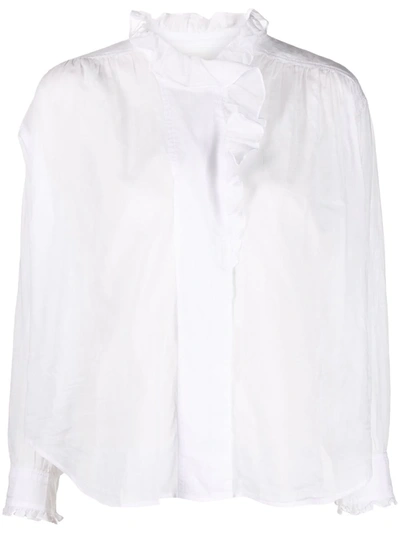 Shop Isabel Marant Étoile Ruffled High-neck Blouse In White