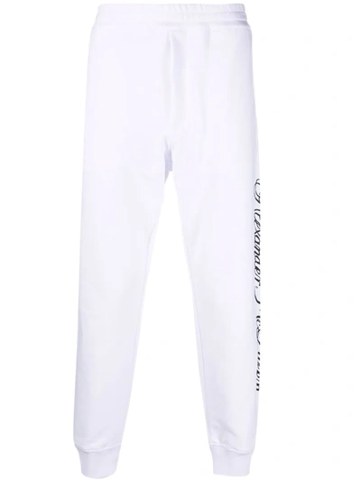 Shop Alexander Mcqueen Slim-fit Cotton Track Pants In White
