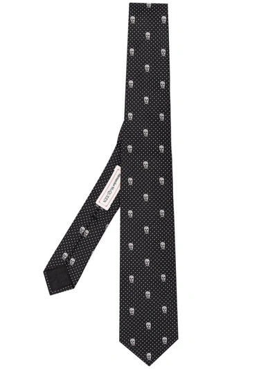 Shop Alexander Mcqueen Skull-jacquard Silk Tie In Black