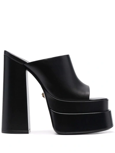 Shop Versace 165mm High-heel Platform Mules In Black