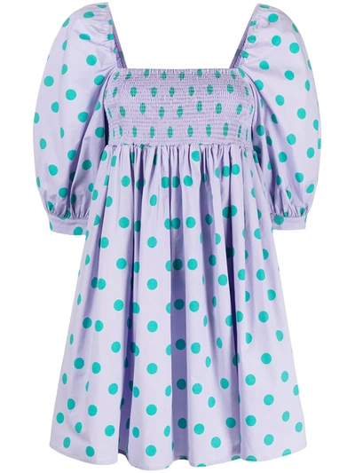 Shop Pitusa Printed Babydoll Dress In Purple