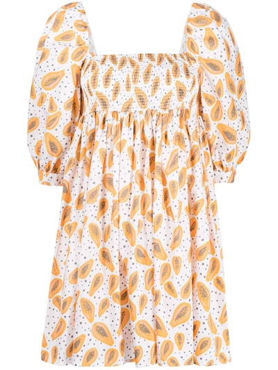 Shop Pitusa Printed Babydoll Dress In Orange