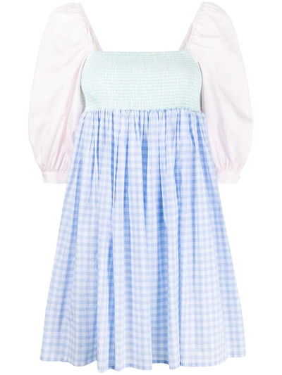 Shop Pitusa Printed Babydoll Dress In Blue