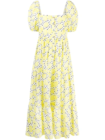 Shop Pitusa Play Praire Lemon-print Dress In Yellow