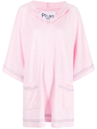 Shop Pitusa Terry-cloth Hooded Dress In Pink
