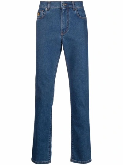 Shop Moschino Teddy Bear-patch Slim Jeans In Blue
