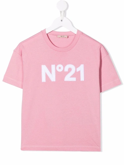 Shop N°21 Logo-print Cotton T-shirt In Pink