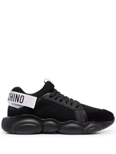 Shop Moschino Mesh-panelled Chunky Sneakers In Black
