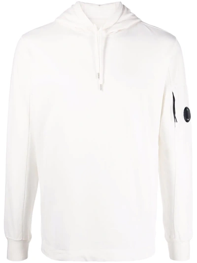 Shop C.p. Company Lens-detailed Cotton Hoodie In White