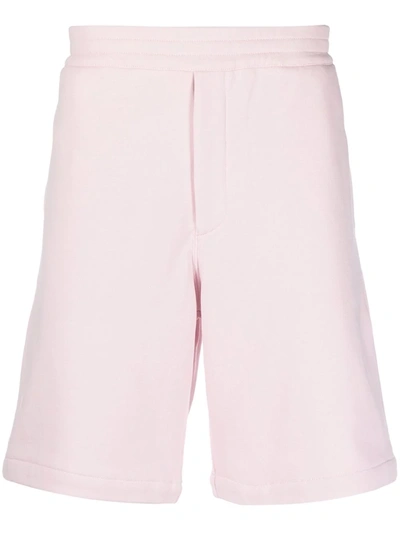 Shop Alexander Mcqueen Side-stripe Cotton Track Shorts In Pink