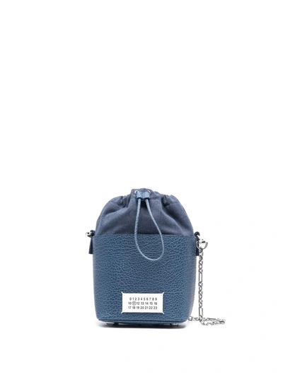 Shop Maison Margiela Small 5ac Leather Bucket Bag In Blue