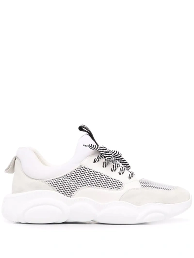 Shop Moschino Mesh-panel Detail Sneakers In White