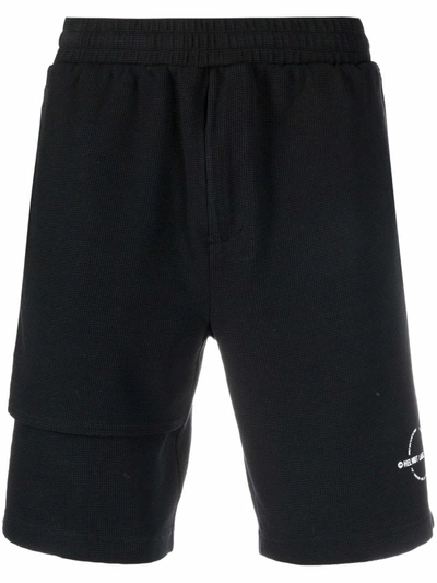 Shop Helmut Lang Asymmetric-layered Woven Shorts In Black