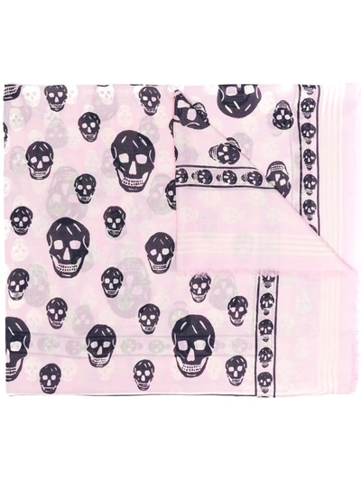 Shop Alexander Mcqueen Skull Print Scarf In Pink