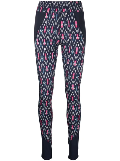 Shop Isabel Marant High-waisted Graphic-print Leggings In Blue