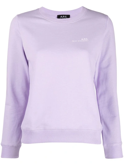 Shop Apc Embroidered-logo Sweatshirt In Purple