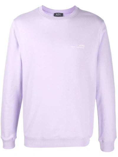 Shop Apc Logo-print Crew-neck Sweatshirt In Purple