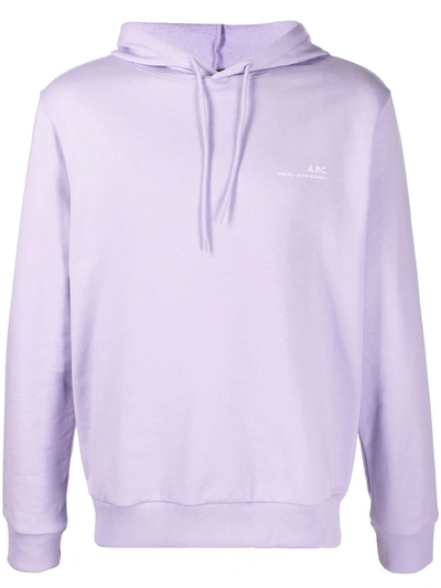 Shop Apc Logo-print Hoodie In Purple