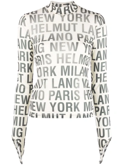 Helmut Lang All-over Logo Print Top In White