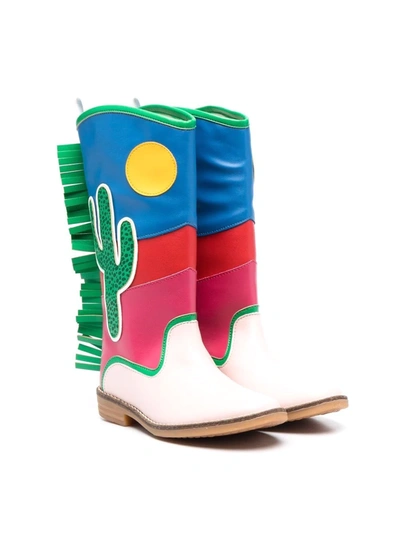 Shop Stella Mccartney Cactus Knee-high Boots In Blue