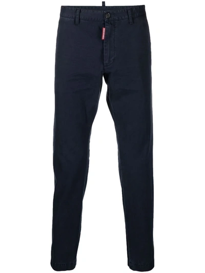 Shop Dsquared2 Ribbed Cotton Straight Trousers In Blue