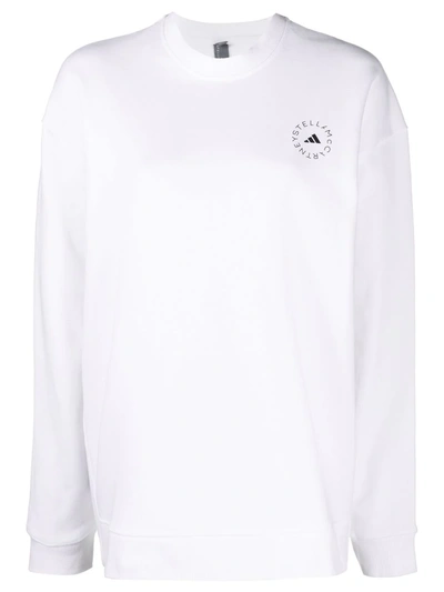 Shop Adidas By Stella Mccartney Crew-neck Organic Cotton Sweatshirt In White