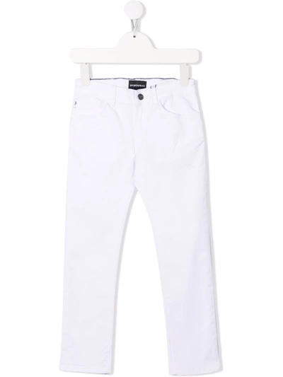 Shop Emporio Armani Slim-cut Denim Jeans In White