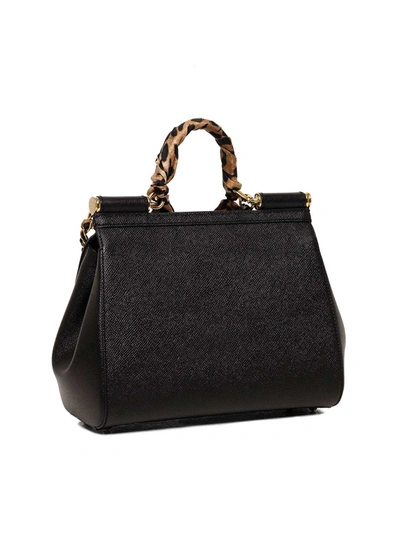 Shop Dolce & Gabbana Sicily Black Leather Handbag
