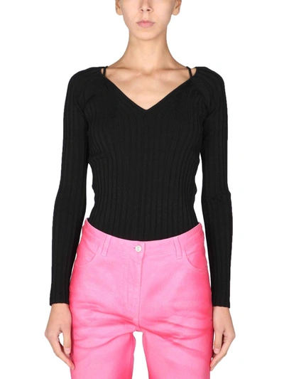 Shop Proenza Schouler White Label Merino Wool Sweater In Black