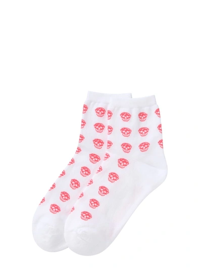 Shop Alexander Mcqueen Skull Short Socks In White