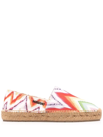 Shop Missoni Zigzag-print Flat Espadrilles In Orange