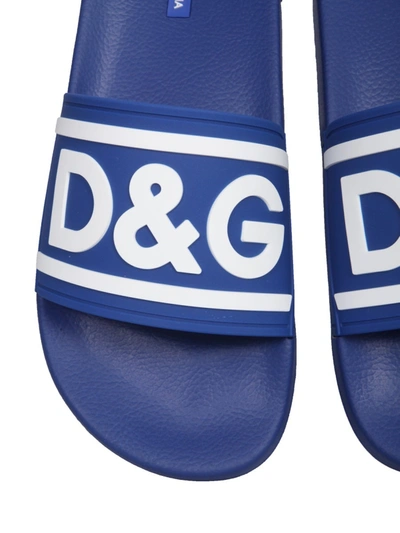 Shop Dolce & Gabbana Slide Sandals With Logo In Blue