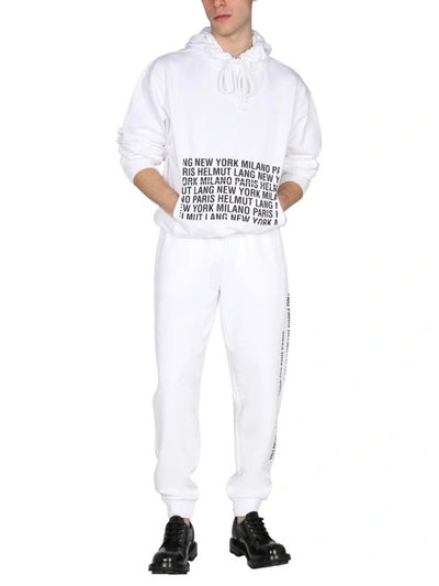 Shop Helmut Lang Jogging Pants With Logo Box In White