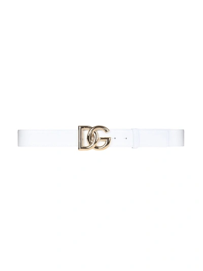 Shop Dolce & Gabbana Leather Belt In White