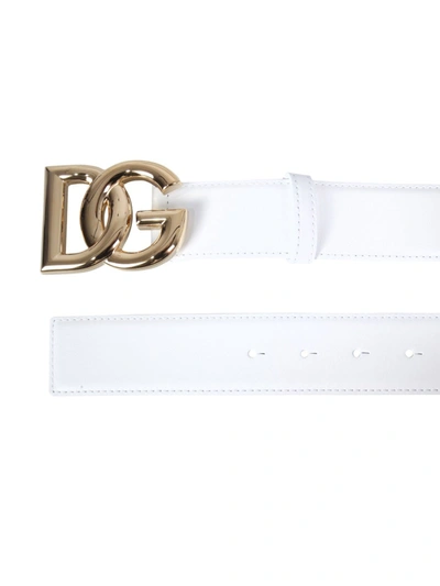 Shop Dolce & Gabbana Leather Belt In White