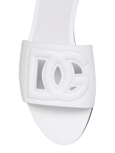 Shop Dolce & Gabbana Slide Sandals With Logo In White