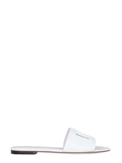 Dolce & Gabbana Slides With Dg Millennials Logo In White