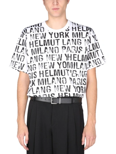 Shop Helmut Lang T-shirt With All Over Logo Print In White