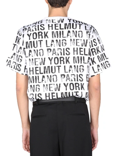 Shop Helmut Lang T-shirt With All Over Logo Print In White