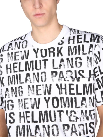 Shop Helmut Lang T-shirt With All Over Logo Print In White