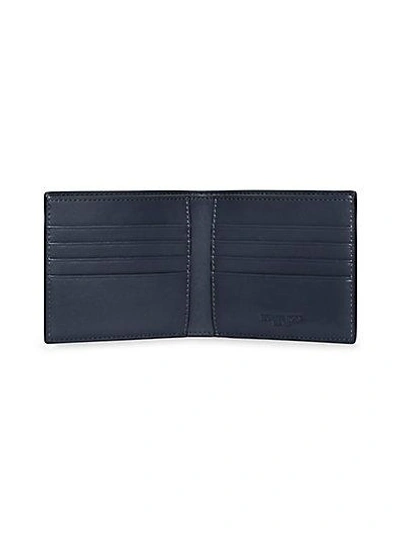 Shop Michael Kors Embossed Leather Billfold Wallet In Dark Blue