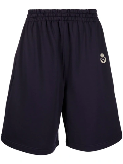 Shop Isabel Marant Étoile Logo-embroidered Track Shorts In Blau