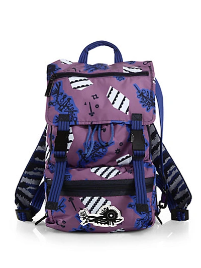 Kenzo Printed Nylon Backpack In Purple-multi