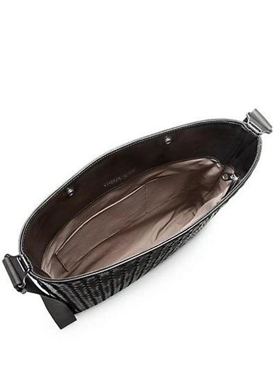 Shop Bottega Veneta Intreccio Leather Messenger Bag In Black