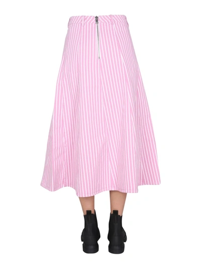 Shop Ganni Skirt With Striped Pattern In Pink