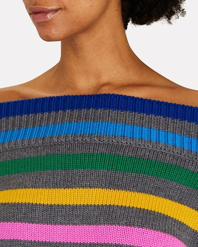 Shop Monse Off-the-shoulder Striped Wool Sweater In Multi