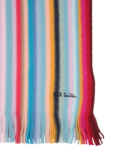Shop Paul Smith "swirl Stripe" Scarf In Multicolour